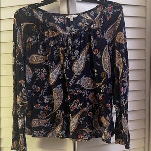 Lucky Brand Paisley Print Long Sleeve Top
